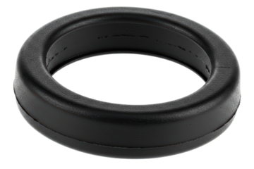 Black rubber coil spring insulator for a car suspension system on a transparent background
