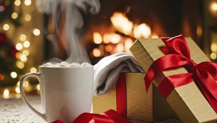 boxing day cozy christmas evening hot chocolate gifts fireplace