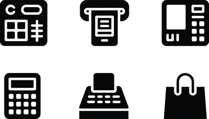 A collection of financial and retail transaction icons representing various methods of payment and s