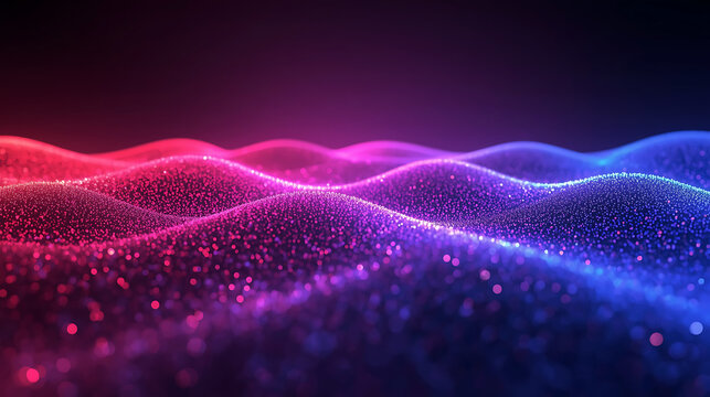 Abstract glitter wave background with glowing particles and vibrant color gradients creating a futuristic feel