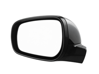  Car Side View Mirror with Blank White Screen, Straight Side Angle, Isolated on Transparent Background