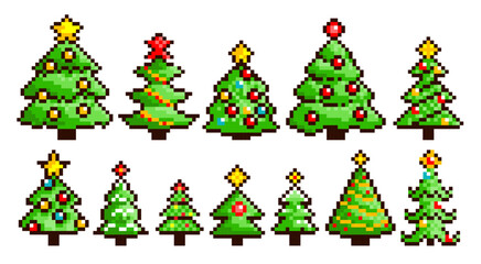 The set of pixel Christmas trees.
