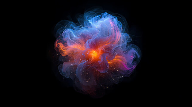 Colorful cloud explosion on black background abstract art digital painting high resolution design element - Powered by Adobe