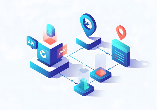 Isometric API Integration Connection - Modern Tech 3D Illustration