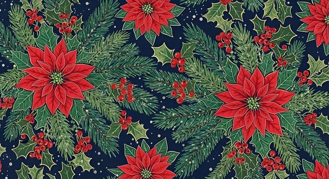 Fototapeta Vibrant Orange Tulips and Lush Green Tropical Leaves Botanical Pattern