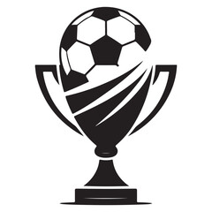 Illustration of a soccer ball on top of a trophy isolated on white background sports competition and achievement