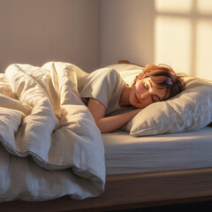 3d rendered illustration of a woman sleeping peacefully in bed 