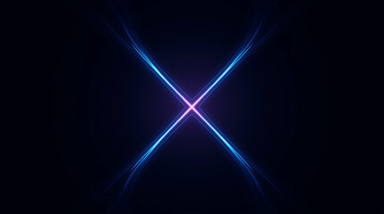 Futuristic Glowing X Shape with Neon Blue and Purple Light Trails on Black Background