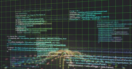 Pulsing central programming text cluster floating in virtual interface, with translucent green grid