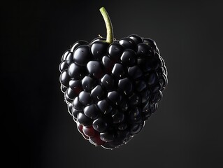 Single ripe blackberry isolated against a dark gradient background fruit