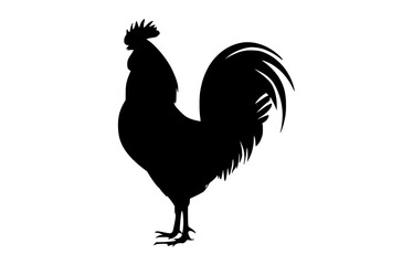 a silhouette of a rooster on a plain transparent backgroundblack, cock, illustration, profile, stand, symbol 
