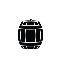 Black barrel icon on white background wood container