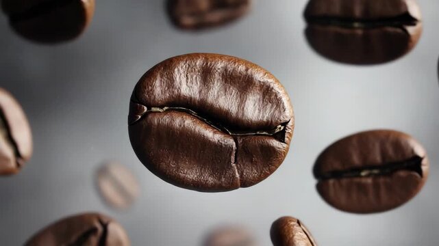 aromatic Coffee bean extremely closeup with smoke. essence of fresh espresso
