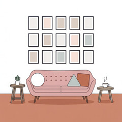 3d rendered illustration of a minimalist living room interior 