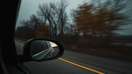 Passenger View of Rainy Highway Travel at Dusk for Thanksgiving