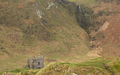 Kinbane Castle ruins on rocky outcrop, Causeway Coast, Northern Ireland – dramatic coastal heritage landscape