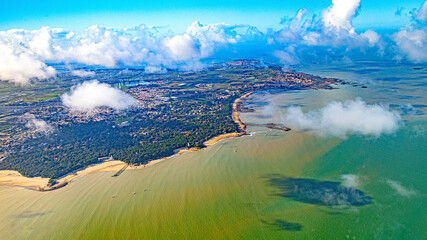 Noirmoutiers Island aerial view in french atlantic ocean