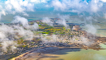 Noirmoutiers Island aerial view in french atlantic ocean