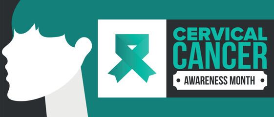 Cervical Cancer Awareness Month. Celebrate annual in January. Woman healthcare. Girl solidarity. Cancer prevention. Female disease. Medical healthcare concept. Poster, banner and background. Vector