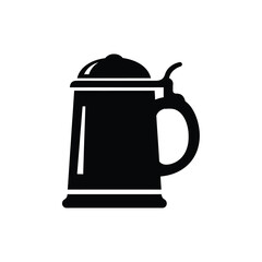 Black beer stein icon with lid and handle drink beverage