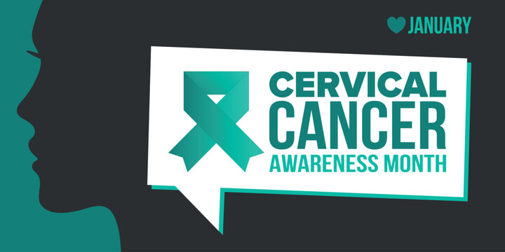 Cervical Cancer Awareness Month. Celebrate annual in January. Woman healthcare. Girl solidarity. Cancer prevention. Female disease. Medical healthcare concept. Poster, banner and background. Vector