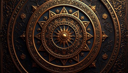 Naklejka premium Elegant centered mandala design featuring Arabic decorative elements