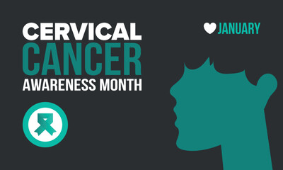Cervical Cancer Awareness Month. Celebrate annual in January. Woman healthcare. Girl solidarity. Cancer prevention. Female disease. Medical healthcare concept. Poster, banner and background. Vector