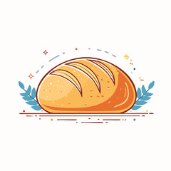 Illustration of a Freshly Baked Bread Loaf with Decorative Elements