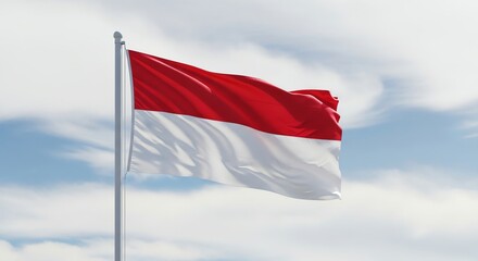 Naklejka premium Indonesia flag waving against cloudy sky