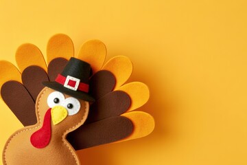 Happy Thanksgiving Day Turkey Craft on Autumn Background Festive Fall Decoration