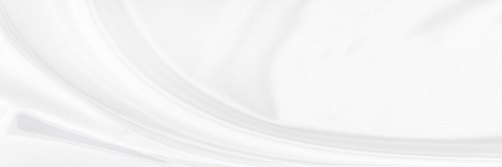 Fototapeta premium White gray satin texture that is white silver fabric silk panorama background with beautiful soft blur pattern natural.