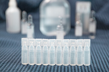 Plastic ampoules saline solution medical supplies treatment
