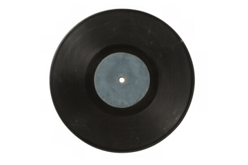 Vintage vinyl record for analog music and audio entertainment, featuring retro sound and classic nostalgia on transparent background