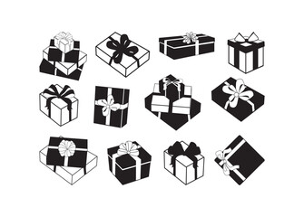 Presents, Presents vector bundle, Presents clipart, Presents silhouette.	