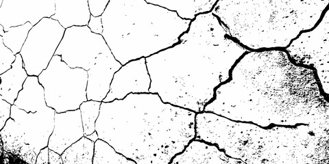 Black and white texture of cracked and abstract grunge texture effect old concrete faded wall dry surface patterns background.

