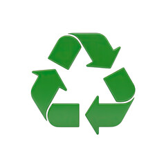 Fototapeta premium Green Recycling Symbol Isolated On Black Background With Glossy Effect