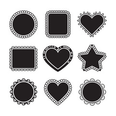 Cute Hand Drawn Decorative Borders and Badges Vector