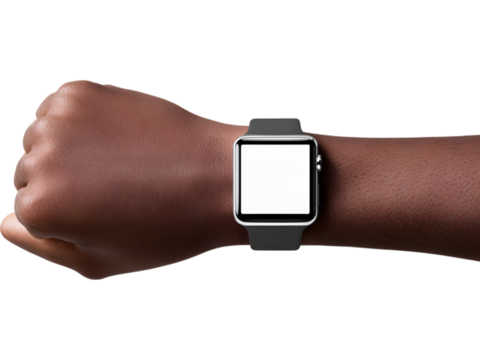 Close-up of wrist with modern smartwatch isolated on transparent background, symbolizing digital lifestyle and connectivity. - Powered by Adobe