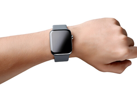 Close-up of wrist with modern smartwatch isolated on transparent background, symbolizing digital lifestyle and connectivity. - Powered by Adobe