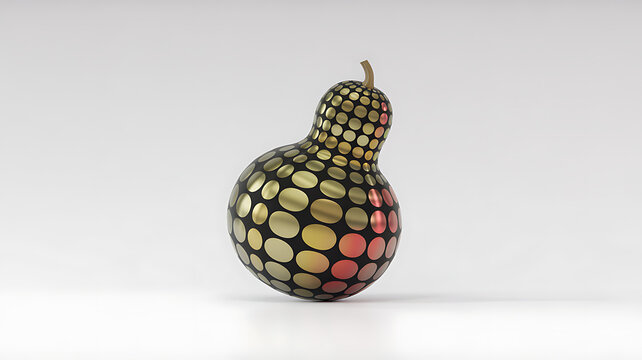 Stylized gourd adorned with reflective gold and red dots