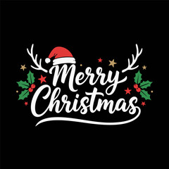 Festive Santa Reindeer Hollychristmas Typography