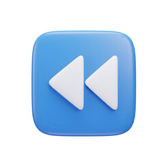 3d blue button with fast forward icon isolated on transparent background