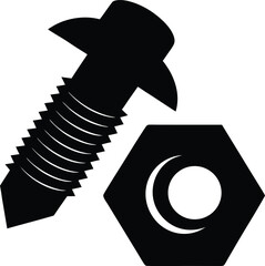 A single bolt and nut silhouette 