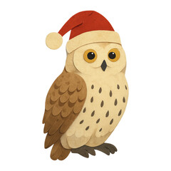 Obraz premium PNG Festive owl with Santa hat