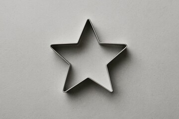 Metal star shaped cookie cutter on gray background