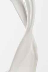 Creamy Milk Splash and Twirl On White Background