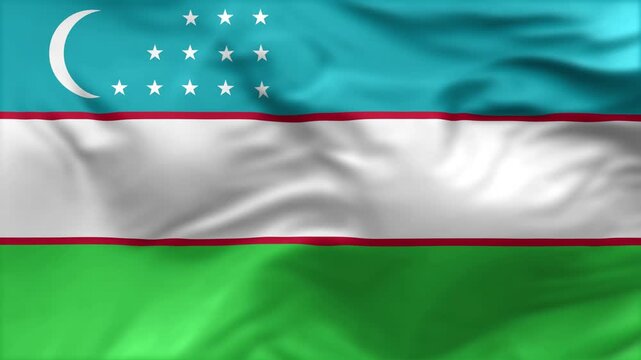 Uzbekistan flag is waving in the wind. High-quality flags are perfect. They are perfect for various creative projects.