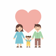 Happy Family with Heart Background Vector Illustration