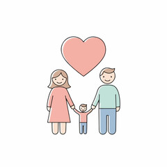 Happy Family with Heart Background Vector Illustration