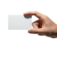 Obraz premium Hand holding a blank white card for business or personal use.